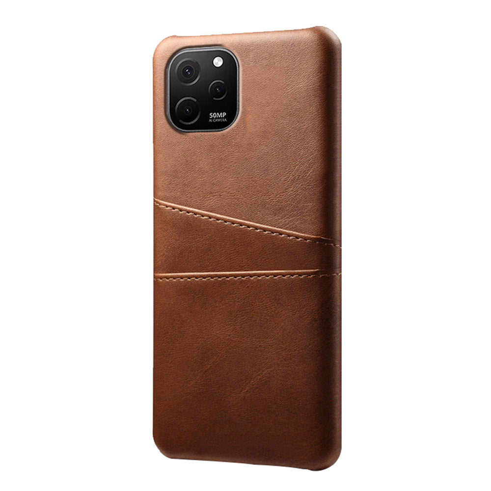 For Huawei nova Y61 4G Dual Card Slots Phone Back Cover PC+PU Leather Phone Case Shell
