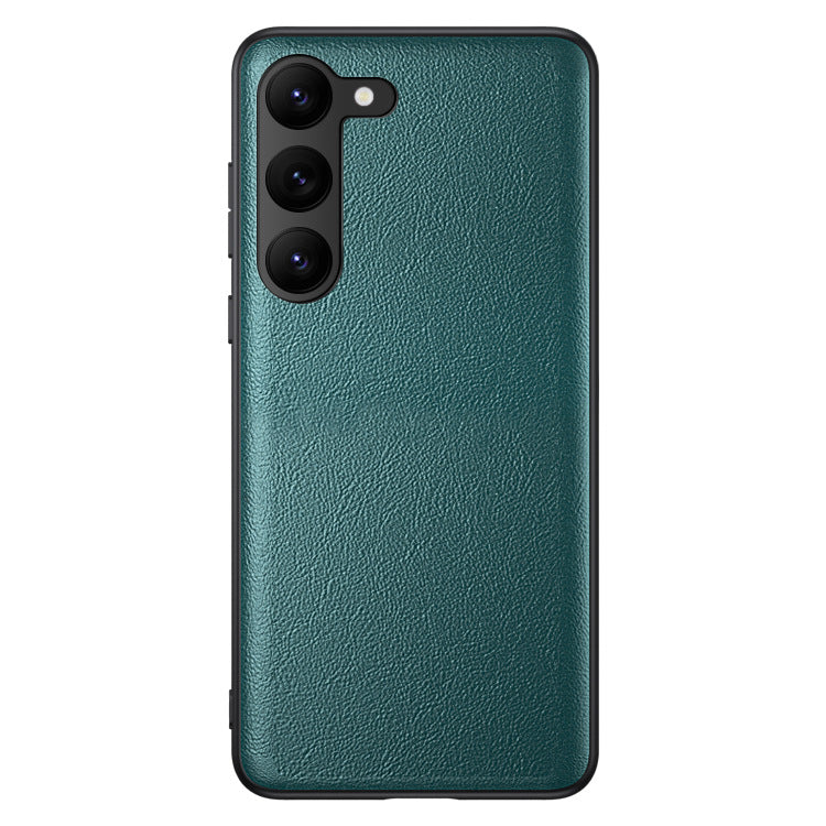 For Samsung Galaxy S23 Anti-Fingerprint Phone Case Slim-Fit PU Leather+TPU+PC Hybrid Anti-slip Phone Cover