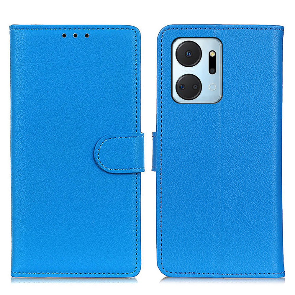 For Honor X7a 5G Drop Protection Phone Case Litchi Texture PU Leather Stand Wallet Anti-scratch Protective Phone Cover