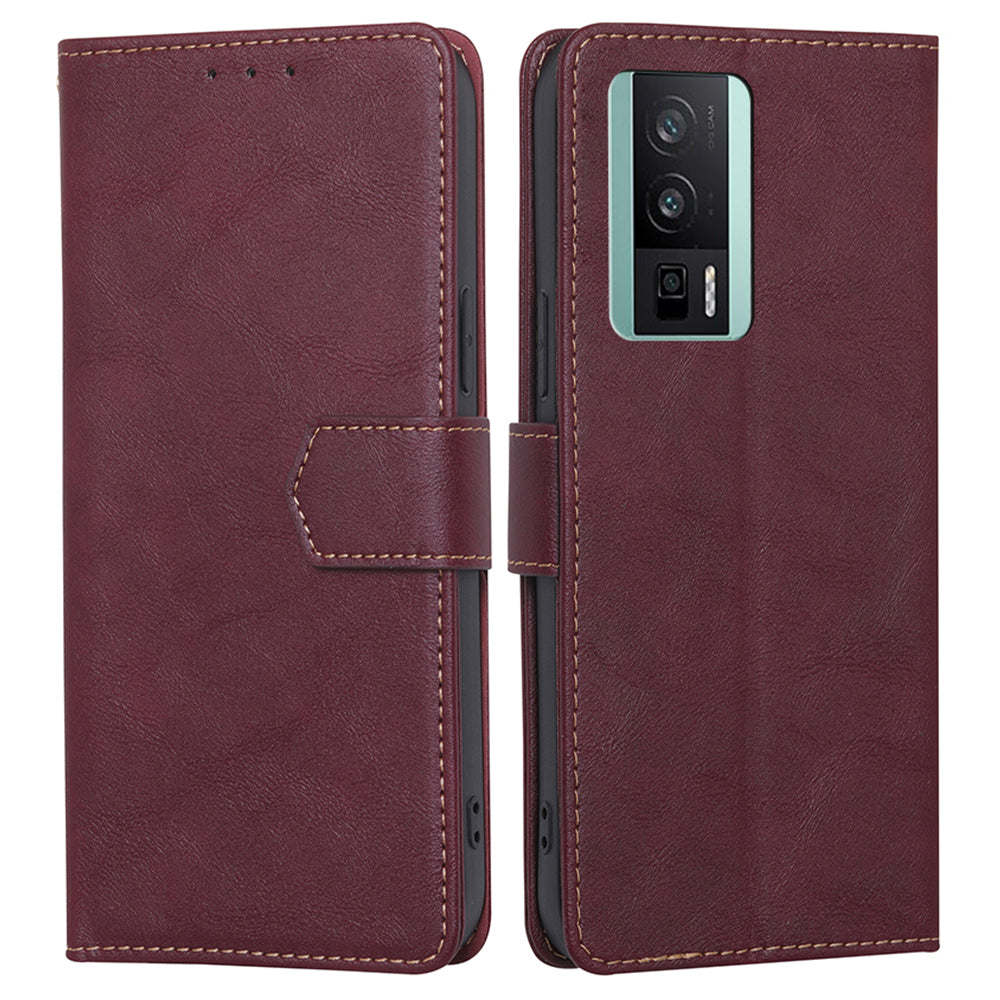For Xiaomi Poco F5 Pro 5G / Redmi K60 Pro 5G / K60 5G Cowhide Texture PU Leather Stand Wallet Phone Case RFID Blocking Shockproof Cover