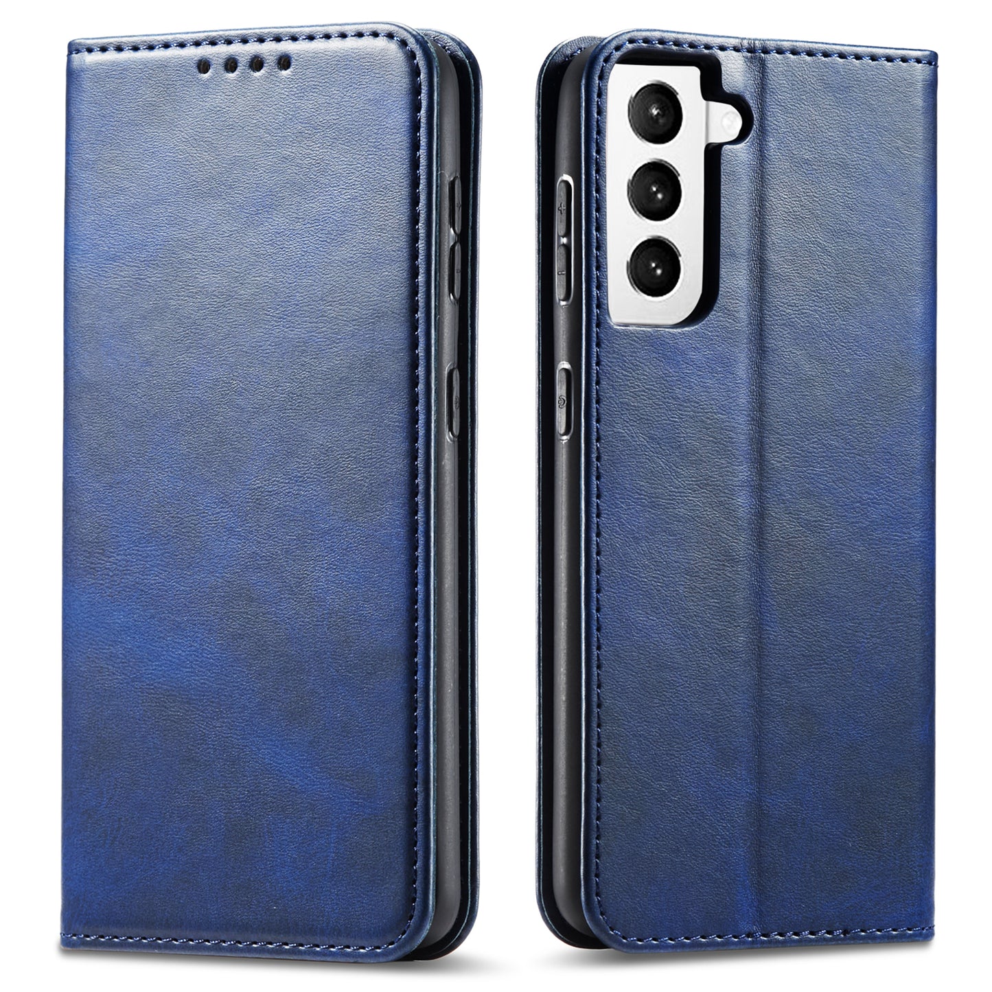 For Samsung Galaxy S21+ 5G Anti-drop Phone Case Stand Calf Texture Flip Phone Cover Card Holder