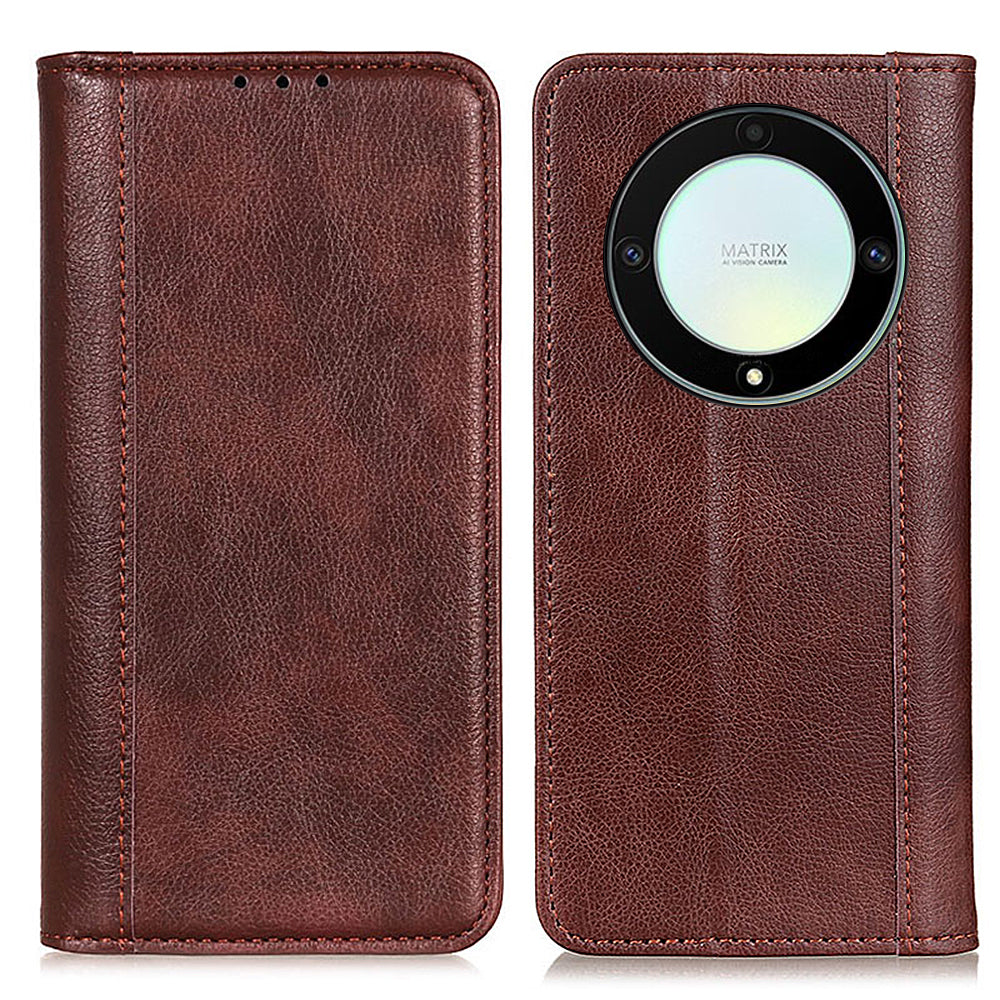 For Honor X9a / X40 / Magic5 Lite 5G Litchi Texture Split Leather Phone Case Shockproof Wallet Cover with Stand