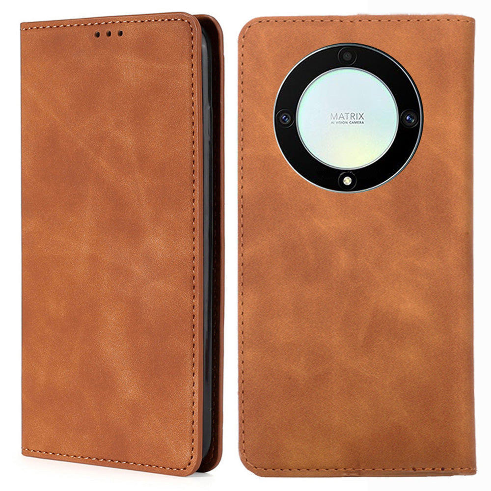 For Honor X40 5G / X9a 5G / Magic5 Lite 5G Skin-touch Phone Case Card Holder Leather Stand Anti-drop Cover
