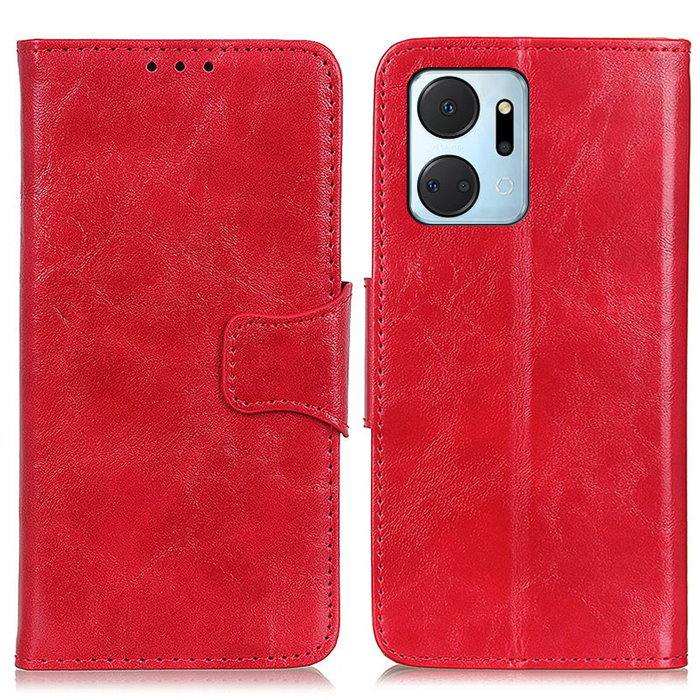 For Honor X7a 5G Crazy Horse Texture Split Leather Wallet Cover Shockproof Cell Phone Stand Case