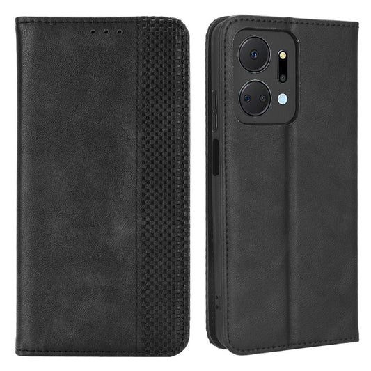 For Honor X7a 5G / Play7T 5G Vintage PU Leather Phone Case Wallet Stand Magnetic Clasp Drop-proof Cover