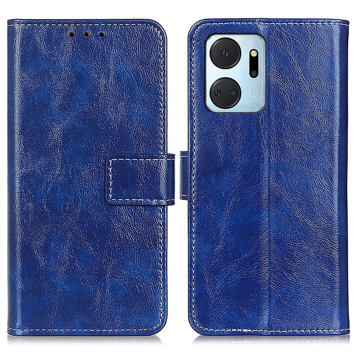 For Honor X7a 5G PU Leather Phone Wallet Case Stand Retro Crazy Horse Texture Phone Cover