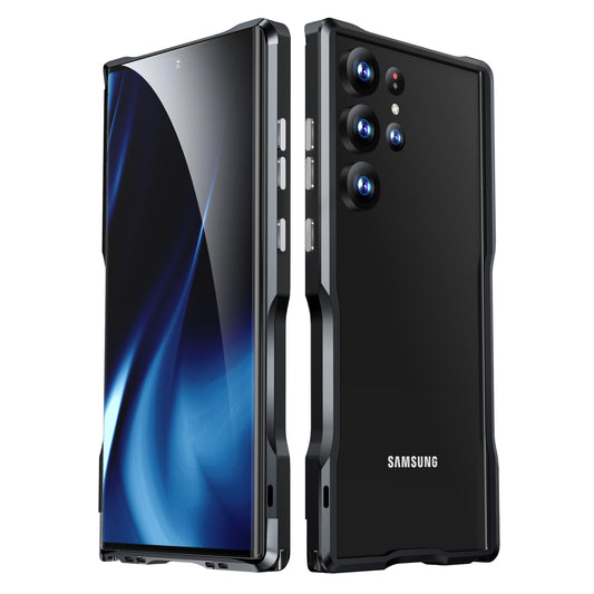 LUPHIE for Samsung Galaxy S23 Ultra Metal Frame Phone Back Cover Protective Cell Phone Case