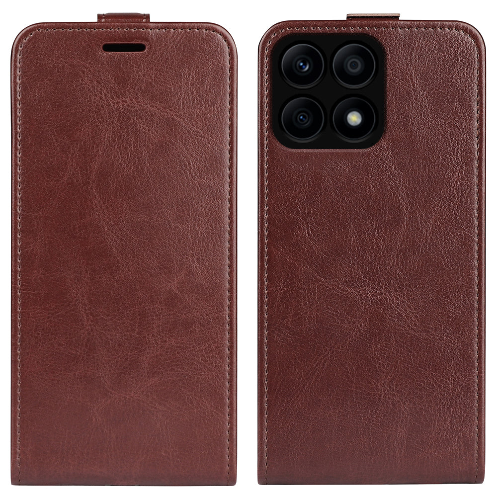 For Honor X8a 4G Crazy Horse Texture Card Holder Vertical Flip Phone Case Leather Protective Cover