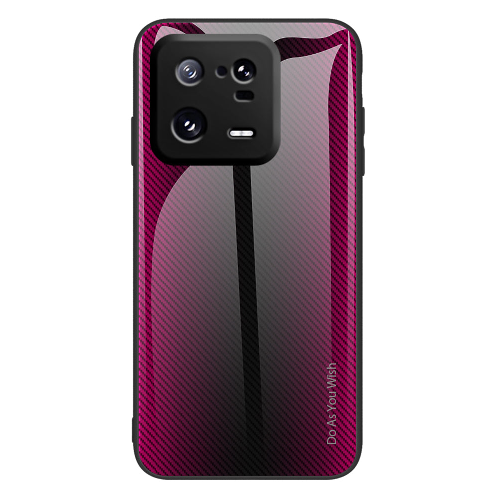 For Xiaomi 13 Pro 5G Anti-scratch Cell Phone Case Carbon Fiber Texture Tempered Glass+TPU Phone Cover