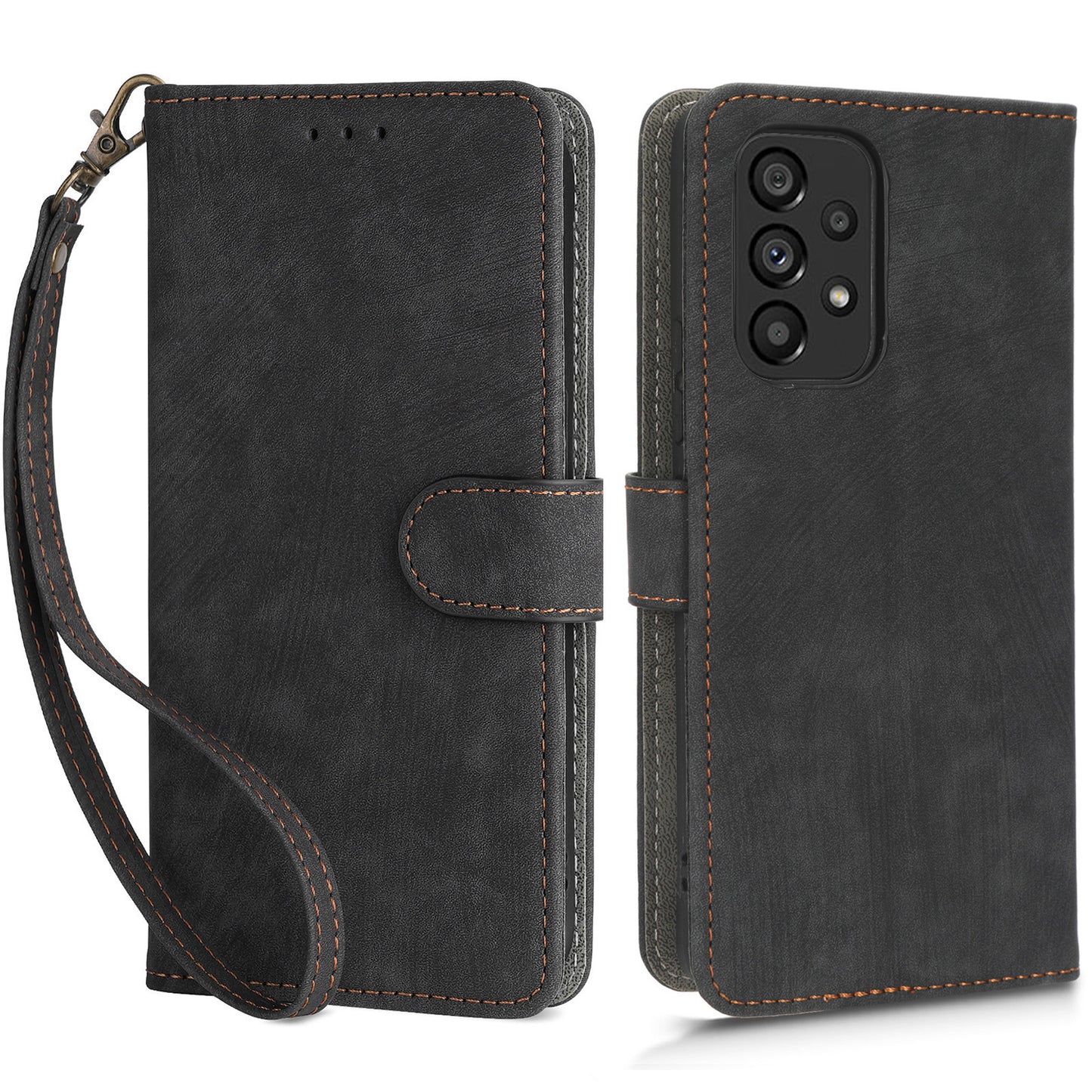 For Samsung Galaxy A53 5G Mobile Phone Case RFID Blocking Stand Wallet Leather Cover with Strap