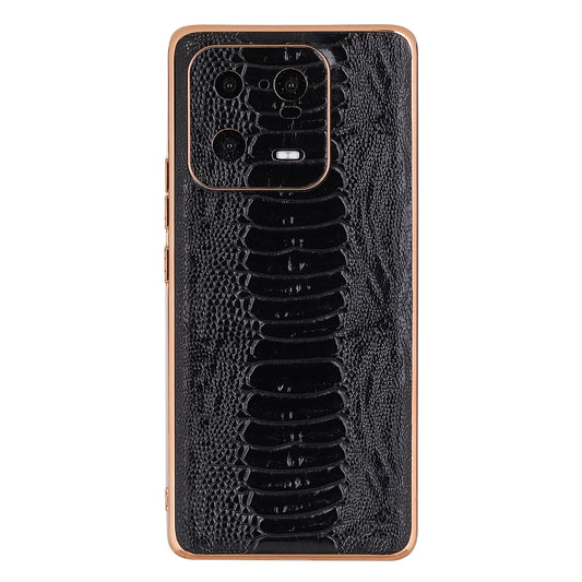 For Xiaomi 13 Pro 5G Crocodile Texture Genuine Cow Leather Coated PC+TPU Case Electroplating Cover