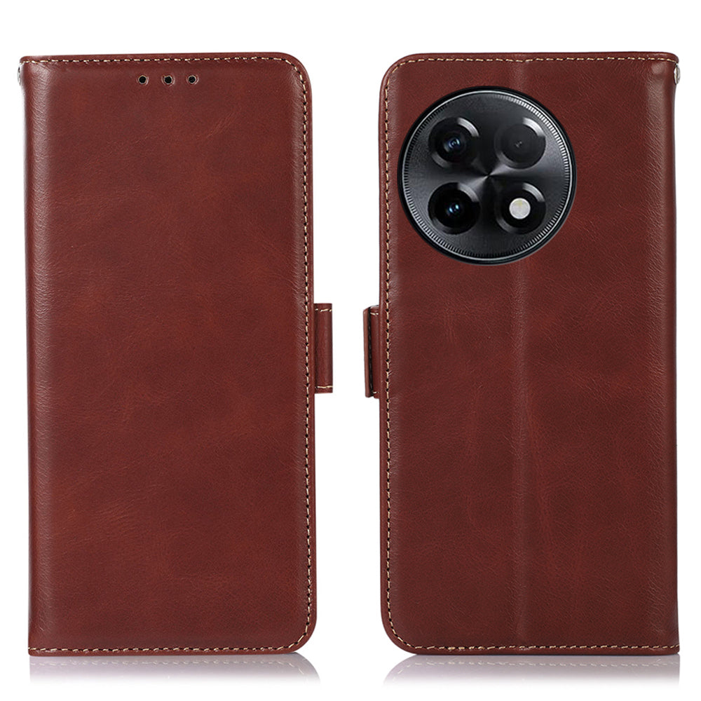 For OnePlus Ace 2 5G / 11R 5G RFID Blocking Phone Cover Stand Wallet Genuine Cowhide Leather Case