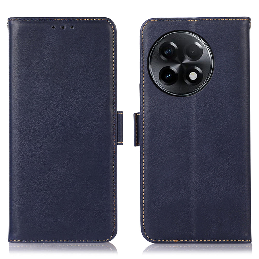 For OnePlus Ace 2 5G / 11R 5G RFID Blocking Phone Cover Stand Wallet Genuine Cowhide Leather Case