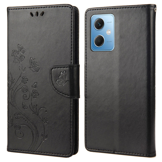 For Xiaomi Redmi Note 12 5G (Global) / (India) / (China) / Poco X5 5G Phone Case Flower Butterfly Imprinted Leather Wallet Stand Cover