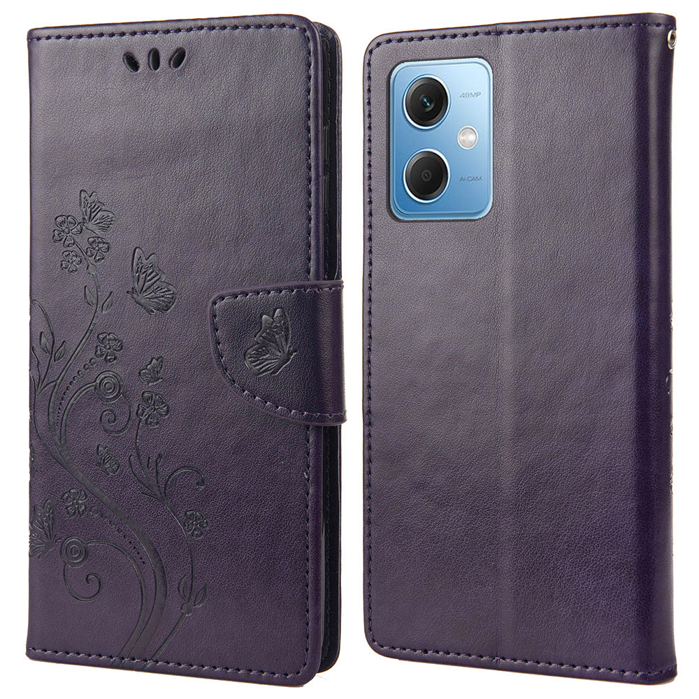 For Xiaomi Redmi Note 12 5G (Global) / (India) / (China) / Poco X5 5G Phone Case Flower Butterfly Imprinted Leather Wallet Stand Cover