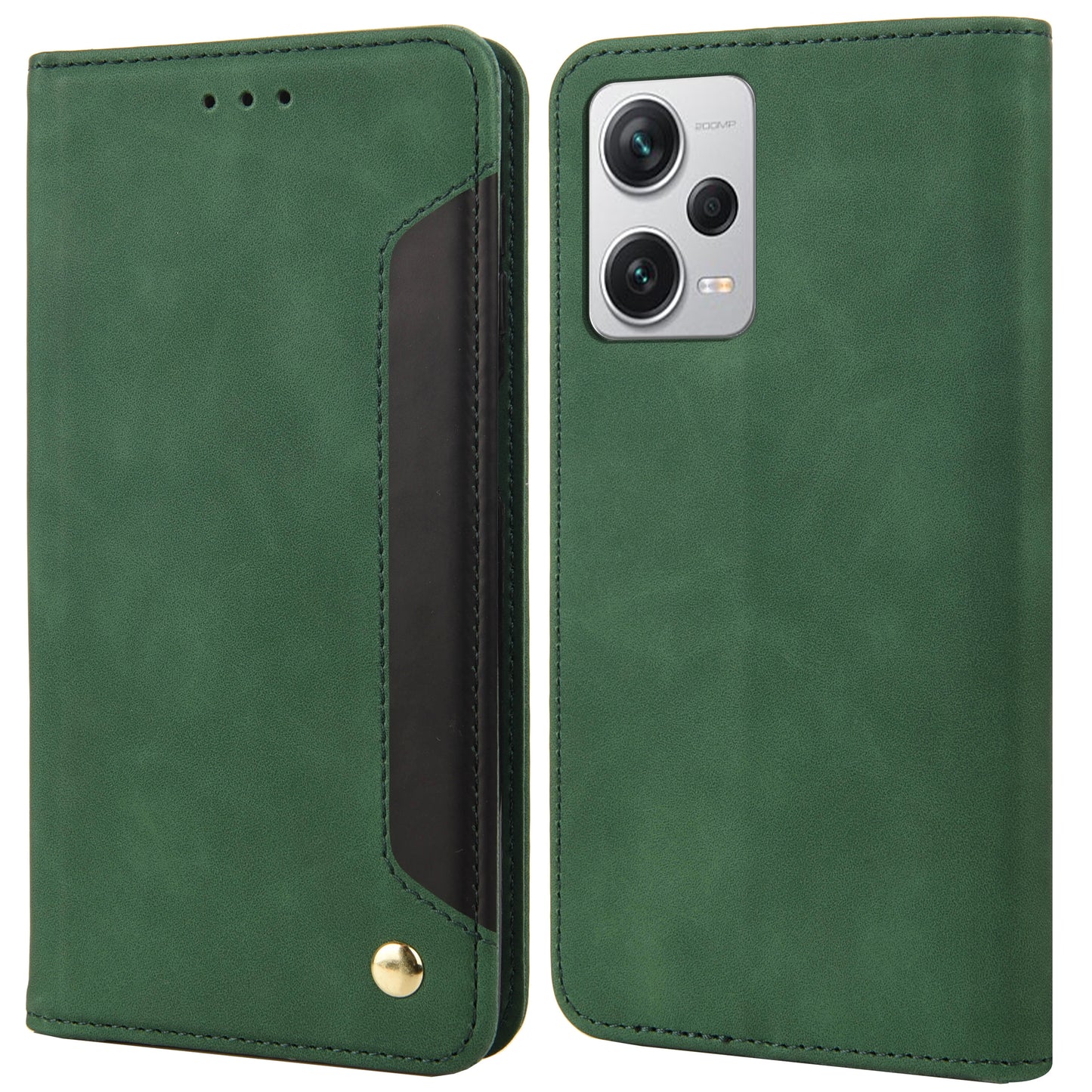 For Xiaomi Redmi Note 12 Pro+ 5G Leather Phone Case Color Splicing Skin-touch Stand Wallet Phone Cover
