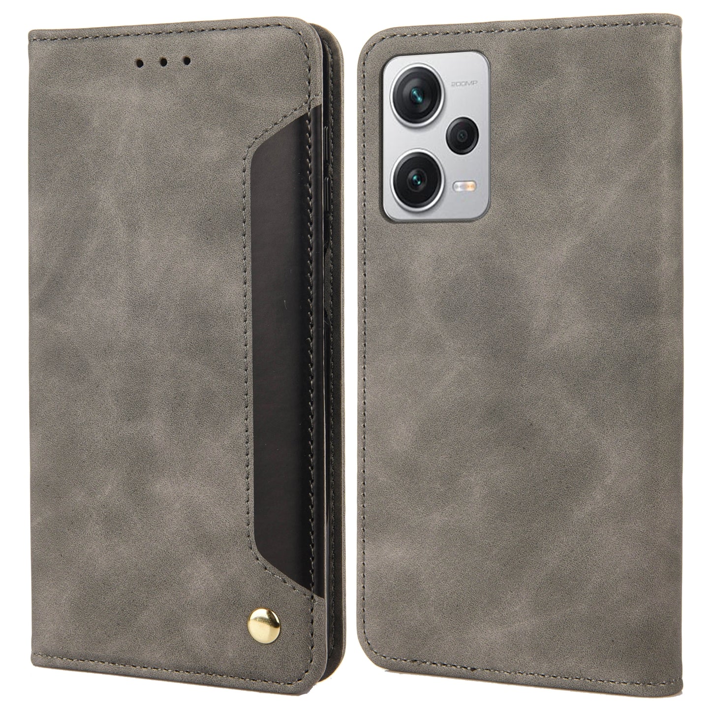 For Xiaomi Redmi Note 12 Pro+ 5G Leather Phone Case Color Splicing Skin-touch Stand Wallet Phone Cover