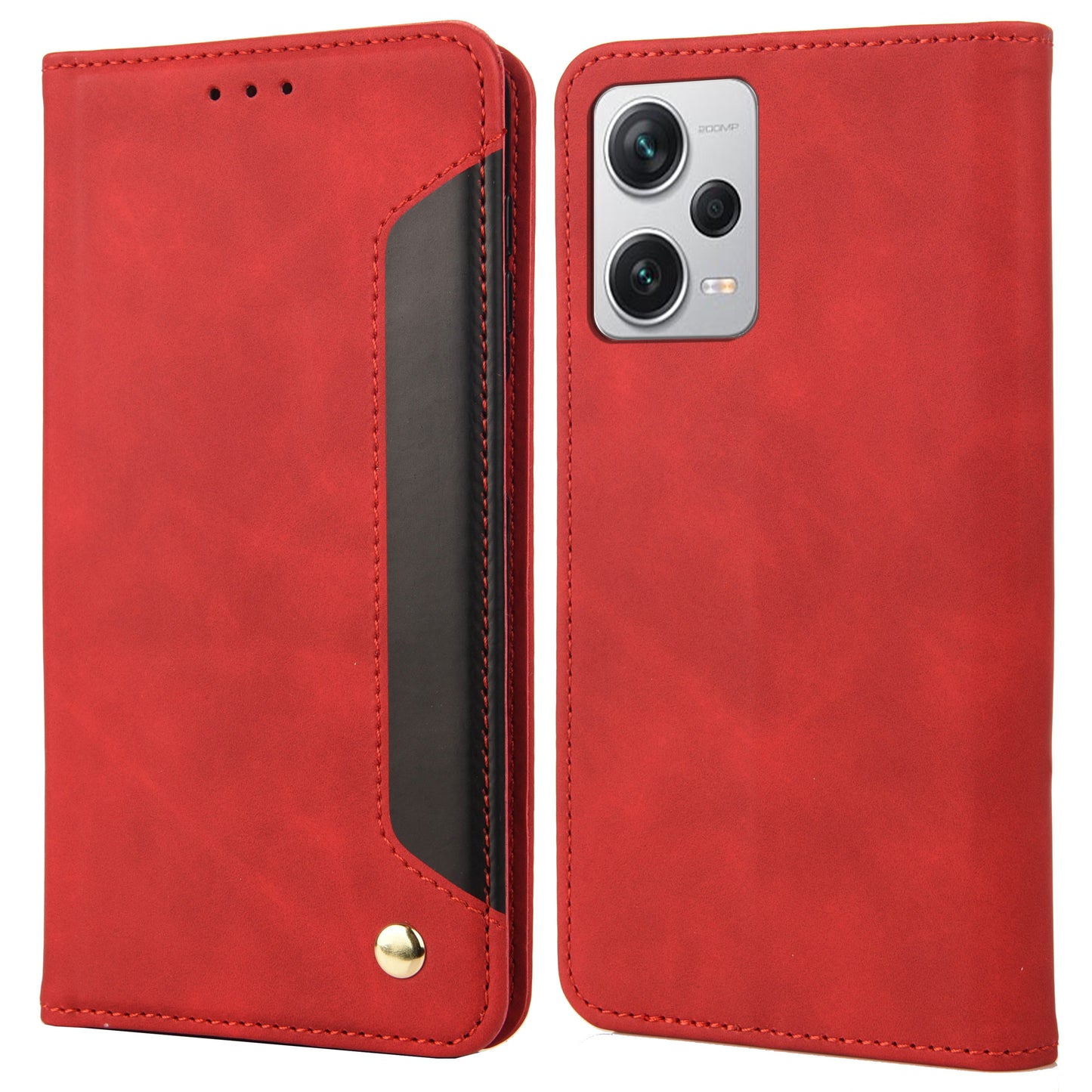 For Xiaomi Redmi Note 12 Pro+ 5G Leather Phone Case Color Splicing Skin-touch Stand Wallet Phone Cover