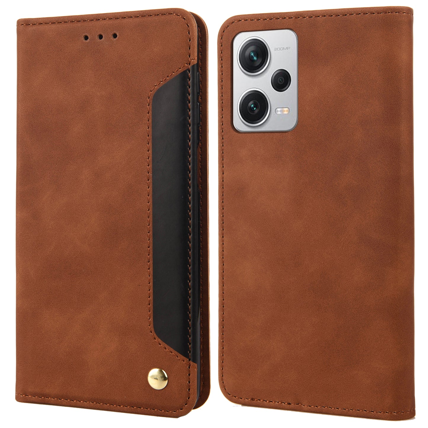 For Xiaomi Redmi Note 12 Pro+ 5G Leather Phone Case Color Splicing Skin-touch Stand Wallet Phone Cover