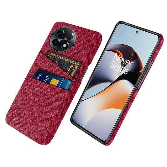 For OnePlus Ace 2 5G / 11R 5G Cloth Texture Phone Back Cover Cellphone Protective Case with 2 Card Slots