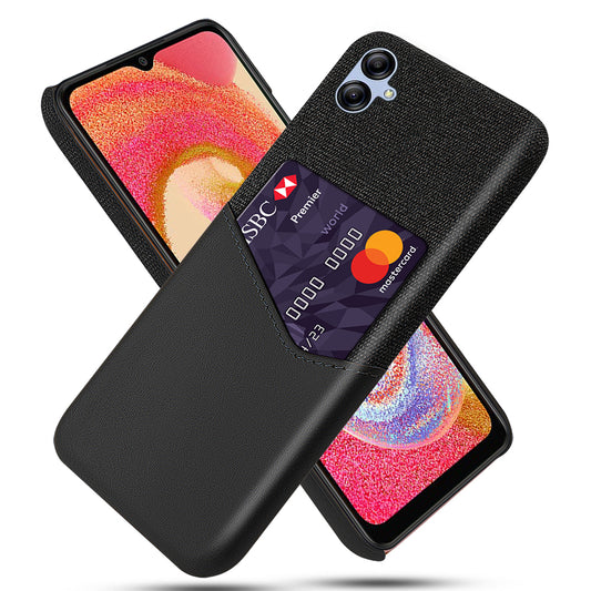 For Samsung Galaxy A04e 4G / F04 4G / M04 4G Card Slot Phone Case Cloth Texture PU Leather+PC Phone Cover