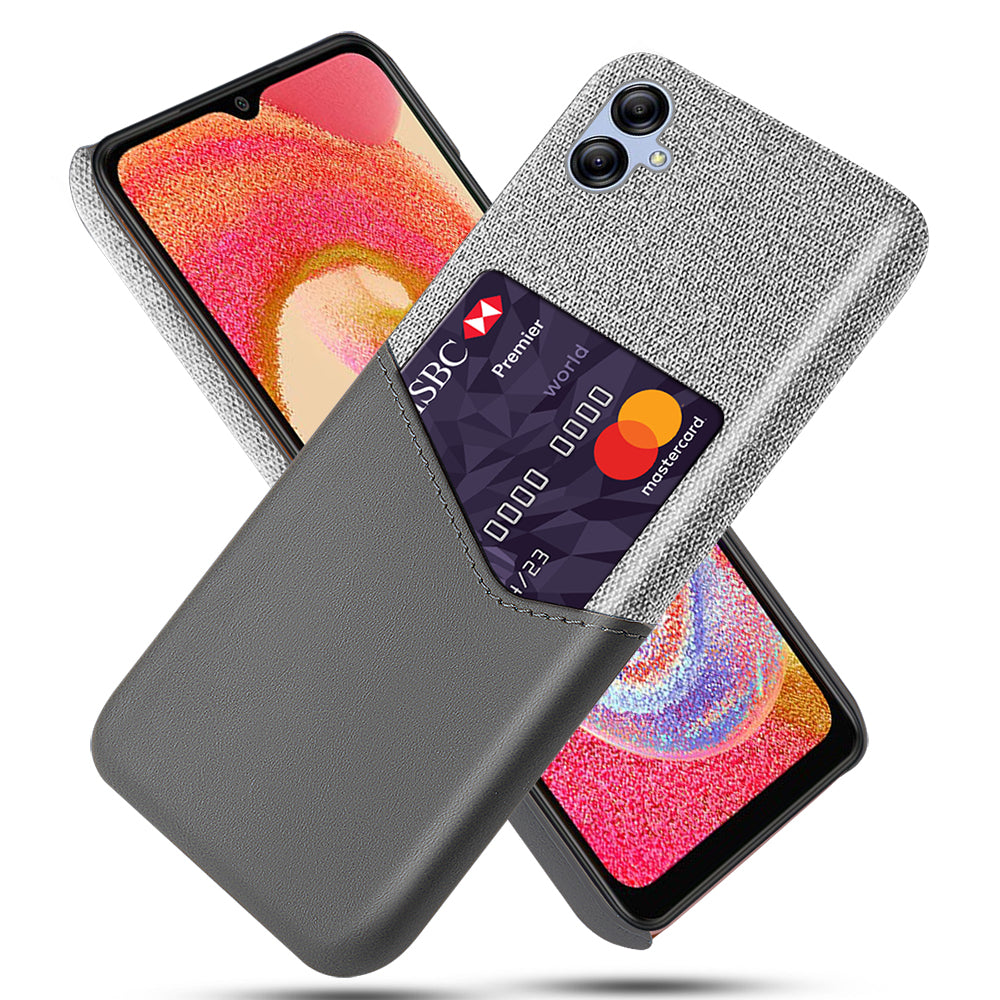For Samsung Galaxy A04e 4G / F04 4G / M04 4G Card Slot Phone Case Cloth Texture PU Leather+PC Phone Cover