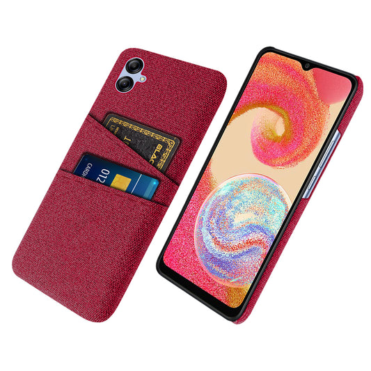For Samsung Galaxy A04e 4G Anti-Scratch Cloth Texture Phone Back Case Cellphone Cover with 2 Card Slots