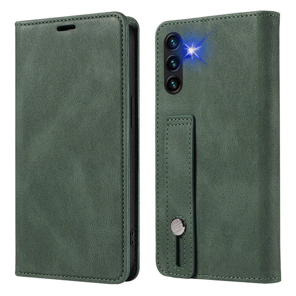 For Samsung Galaxy A34 5G Wallet Magnetic Phone Cover Wristband Leather Phone Stand Case
