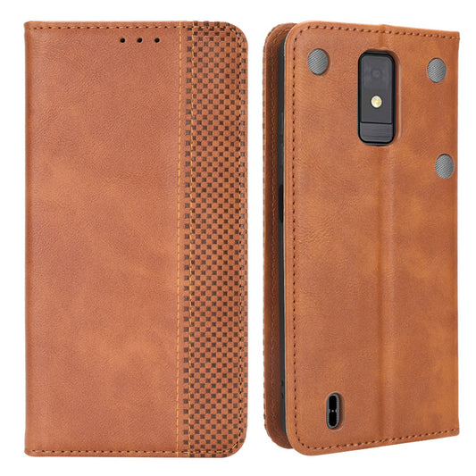 For ZTE Blade A32 Wallet Phone Case Retro Flip PU Leather Magnetic Absorption Stand Cover