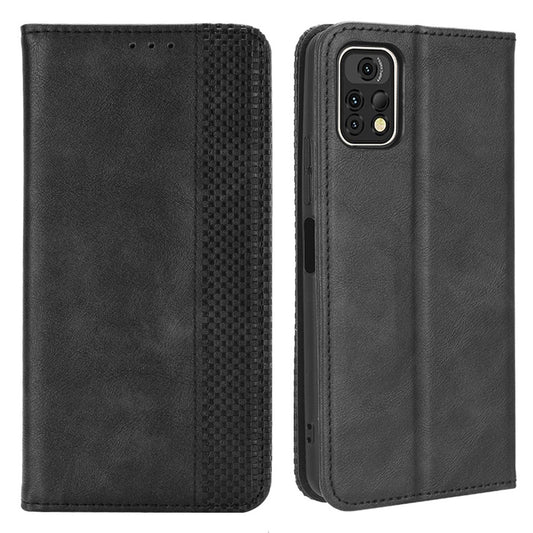 For Umidigi A13 Pro Vintage PU Leather Folio Flip Cover Magnetic Absorption Stand Wallet Phone Case