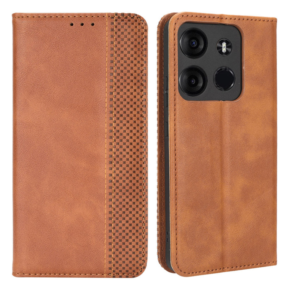 For Tecno Spark Go 2023 4G Vintage PU Leather Magnetic Flip Cover Stand Wallet Phone Case