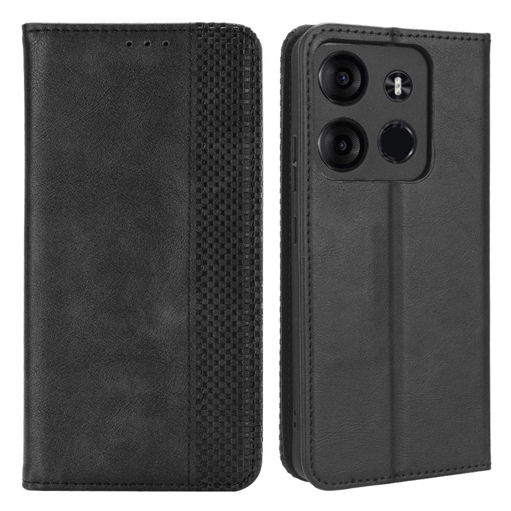 For Tecno Spark Go 2023 4G Vintage PU Leather Magnetic Flip Cover Stand Wallet Phone Case