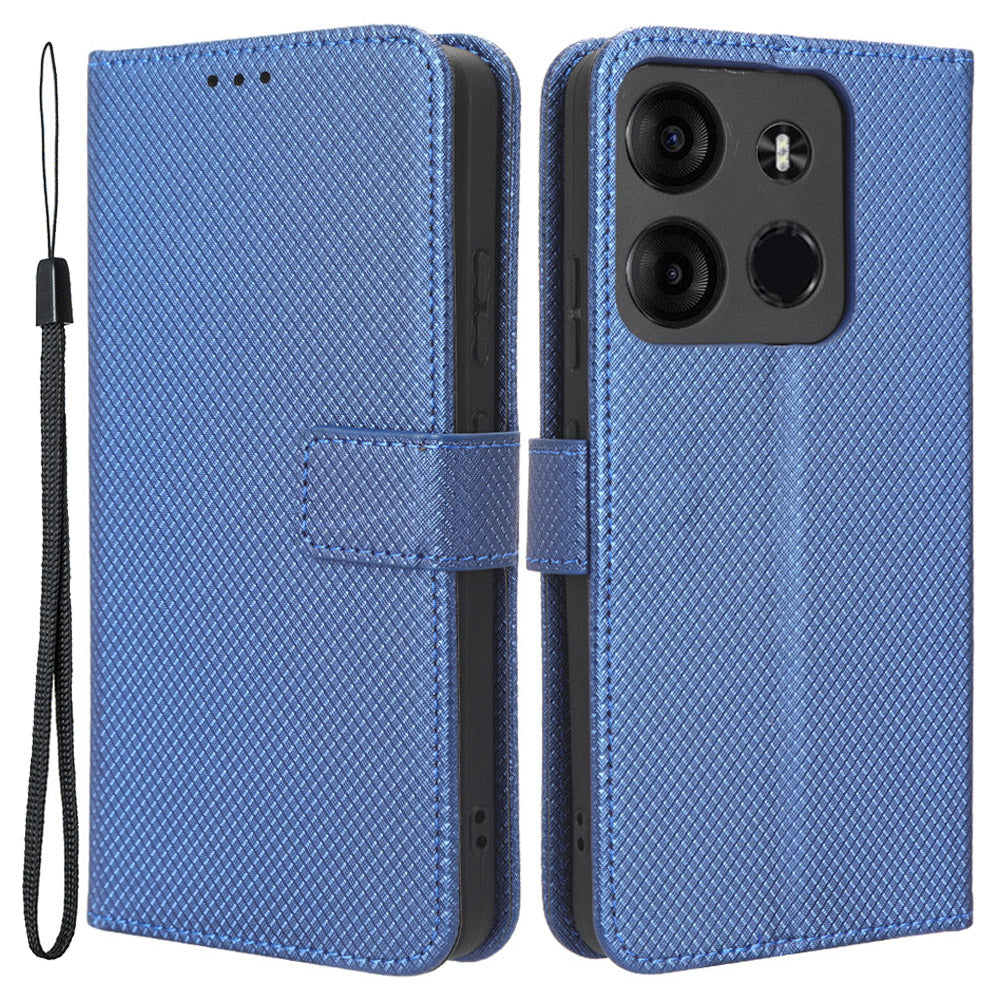 For Tecno Spark Go 2023 4G Flip Wallet Case PU Leather Diamond Texture Stand Magnetic Phone Cover