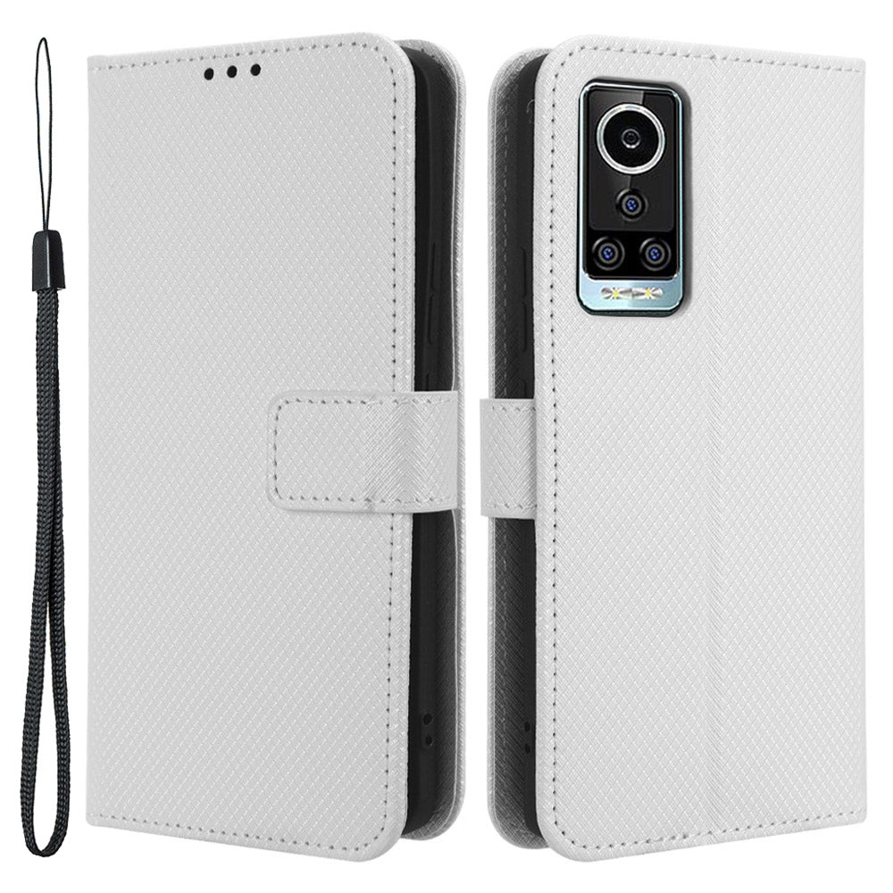 For BLU Bold N2 PU Leather Wallet Shockproof Cover Diamond Texture Phone Stand Case