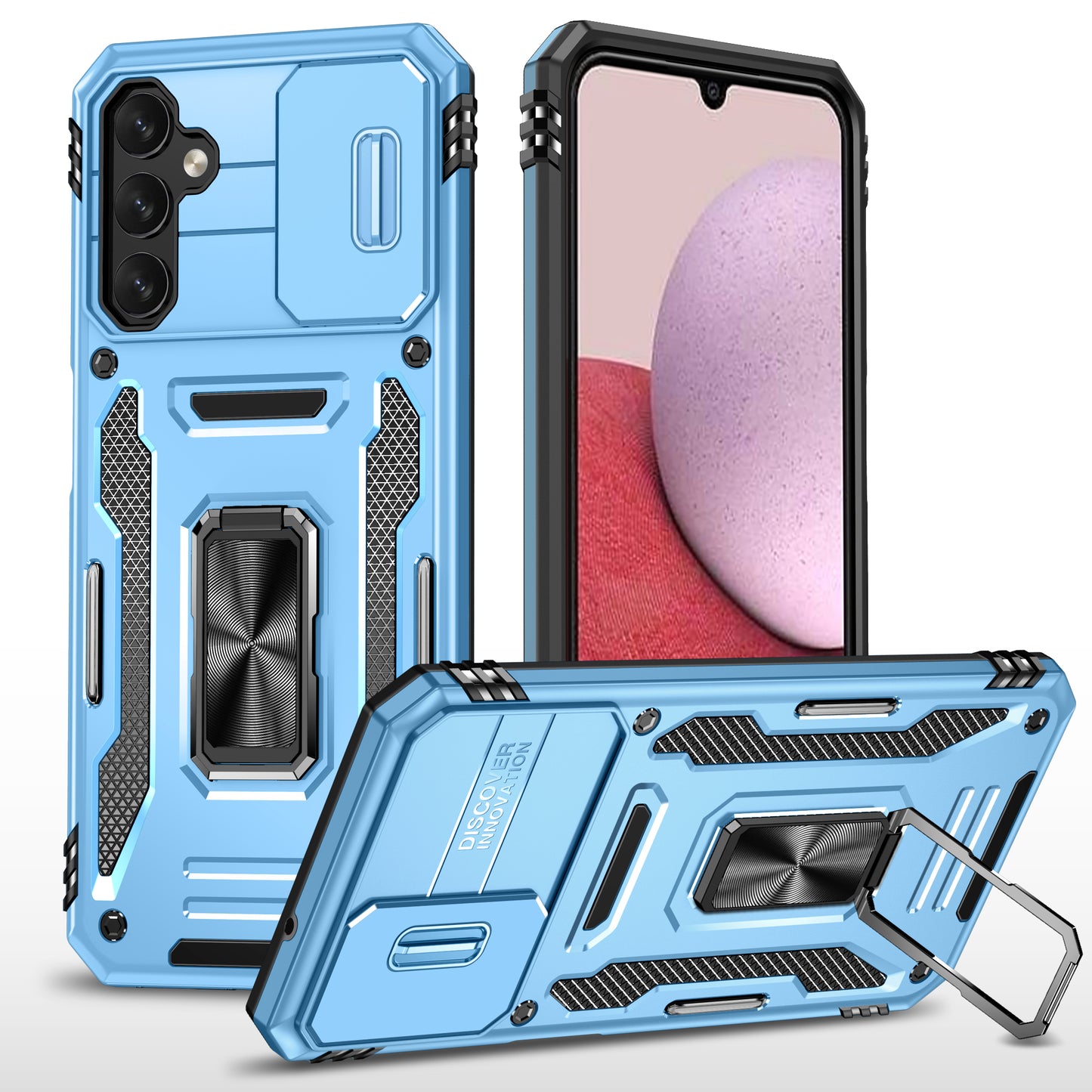 Armor Series Anti-scratch Phone Case for Samsung Galaxy A34 5G Kickstand Phone Cover with Slide Camera Protector