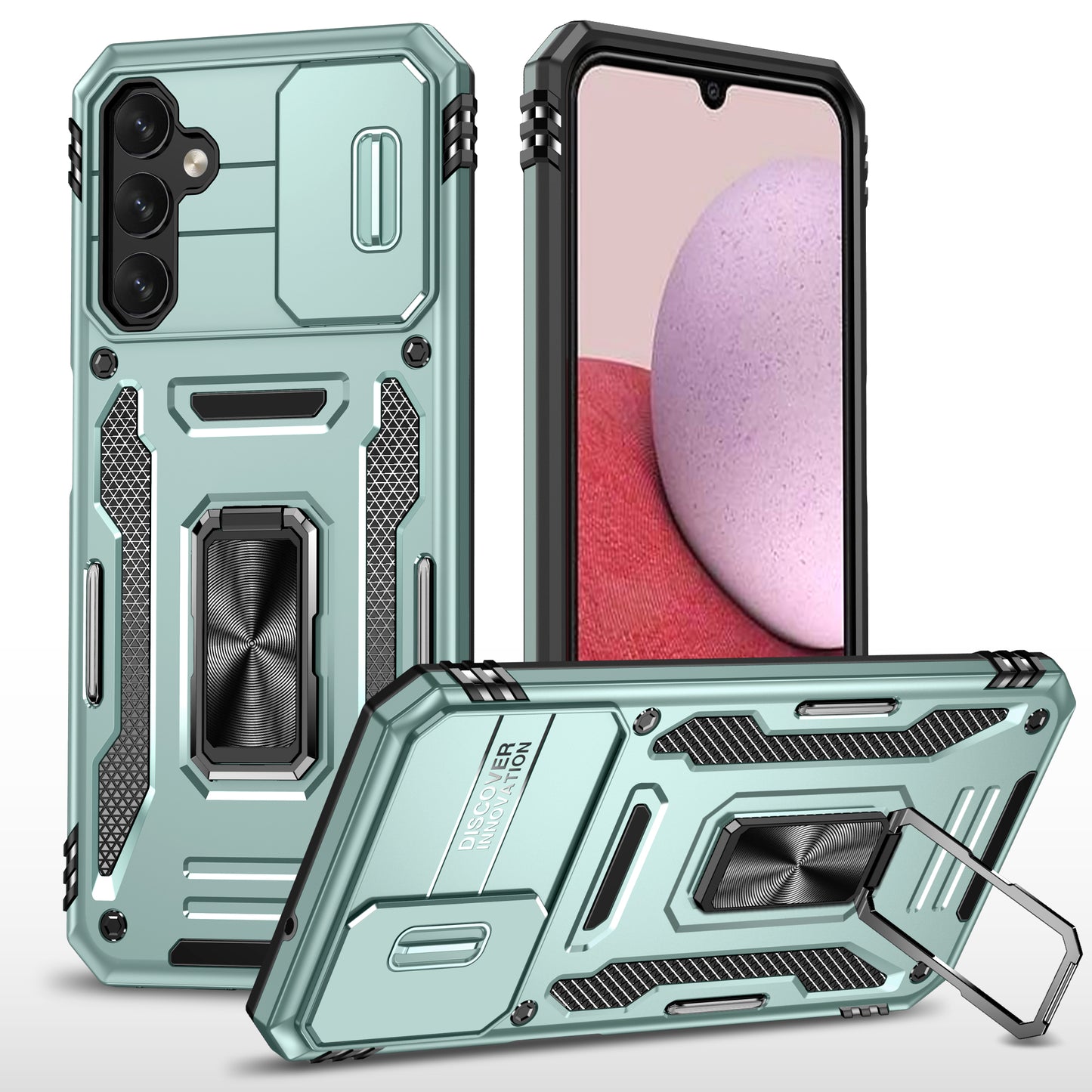 Armor Series Anti-scratch Phone Case for Samsung Galaxy A34 5G Kickstand Phone Cover with Slide Camera Protector
