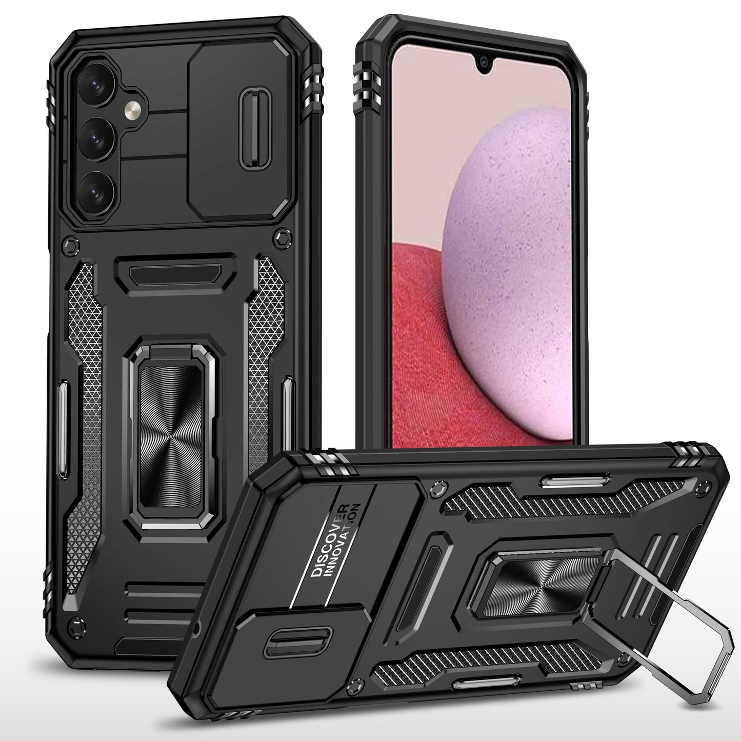 For Samsung Galaxy A14 4G / 5G Armor Series Anti-drop Phone Case PC + TPU Mobile Phone Back Cover Kickstand