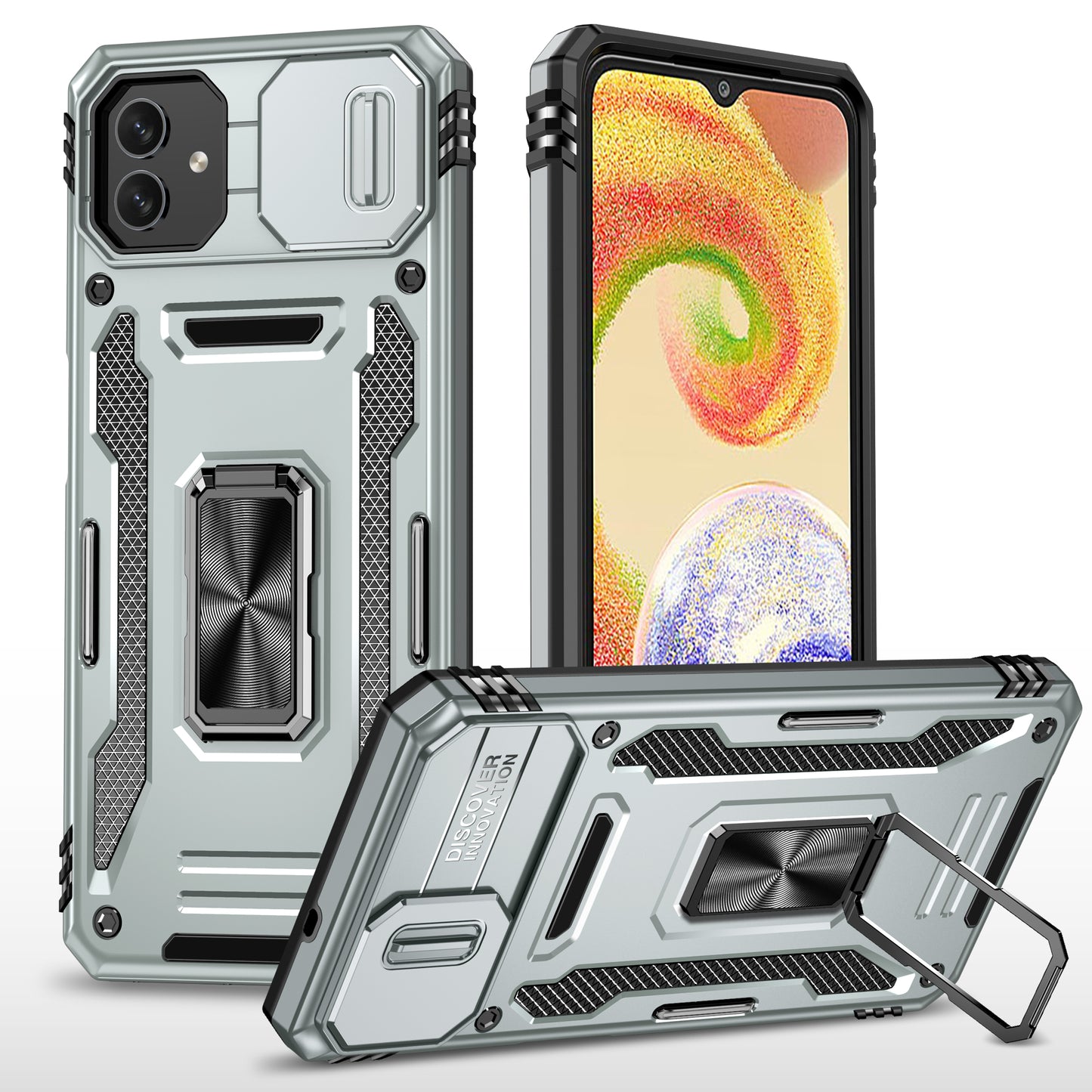 Shockproof Phone Case for Samsung Galaxy A04 4G (164.4 x 76.3 x 9.1 mm) / M13 5G , Armor Series PC + TPU Cover Kickstand