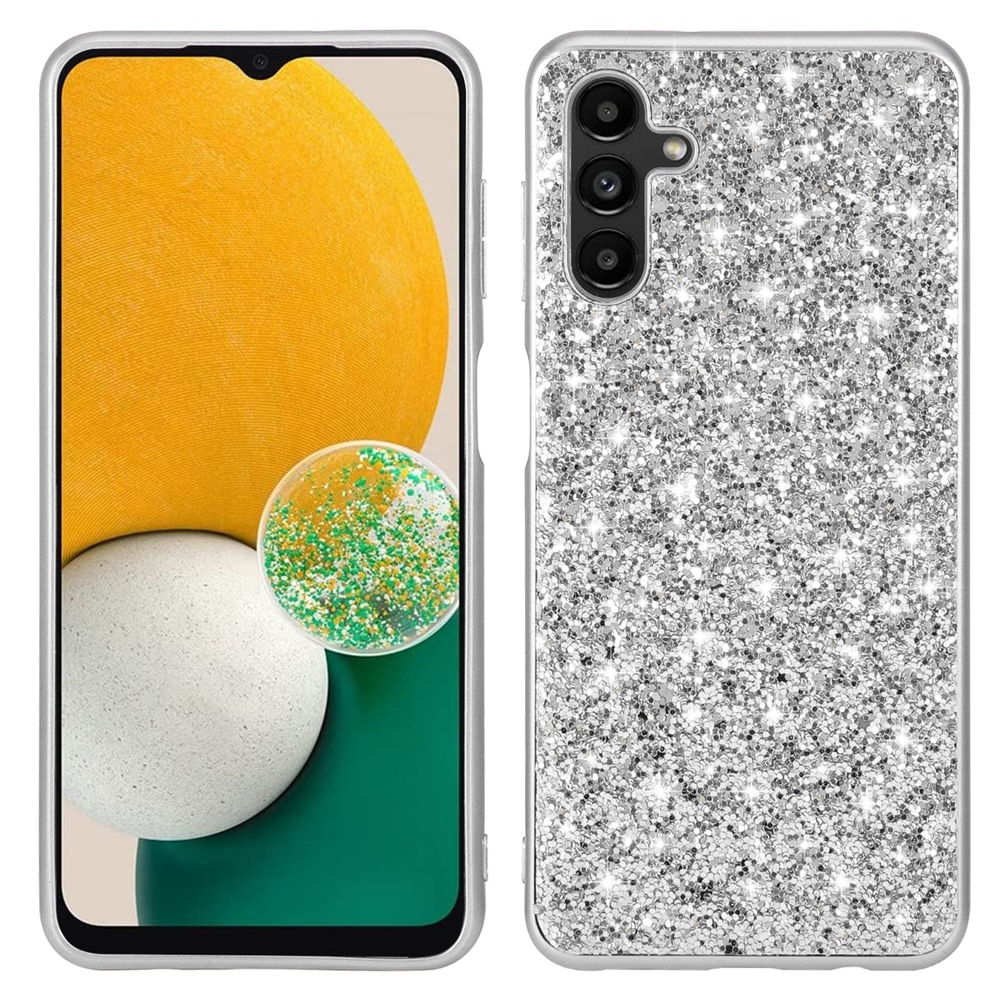 For Samsung Galaxy A34 5G Glitter Phone Case TPU Frame Hard PC Back Electroplating Phone Cover