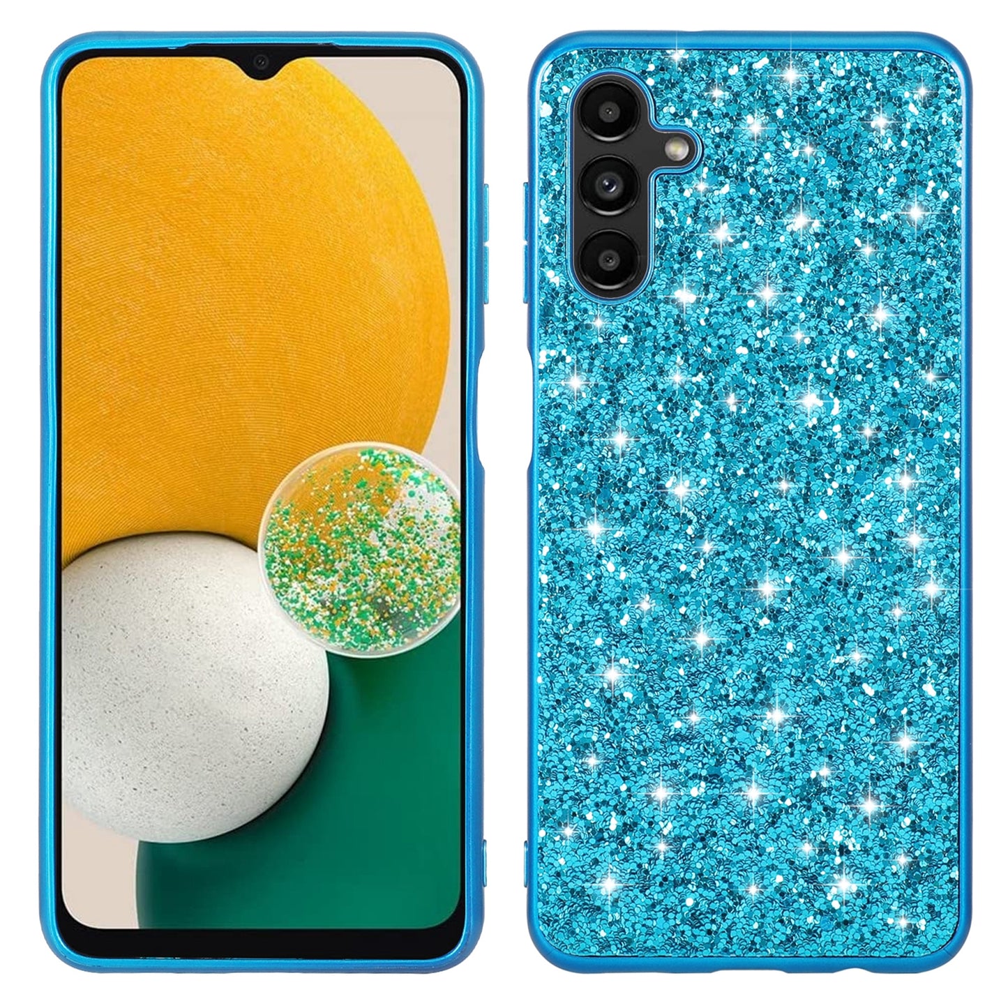 For Samsung Galaxy A34 5G Glitter Phone Case TPU Frame Hard PC Back Electroplating Phone Cover