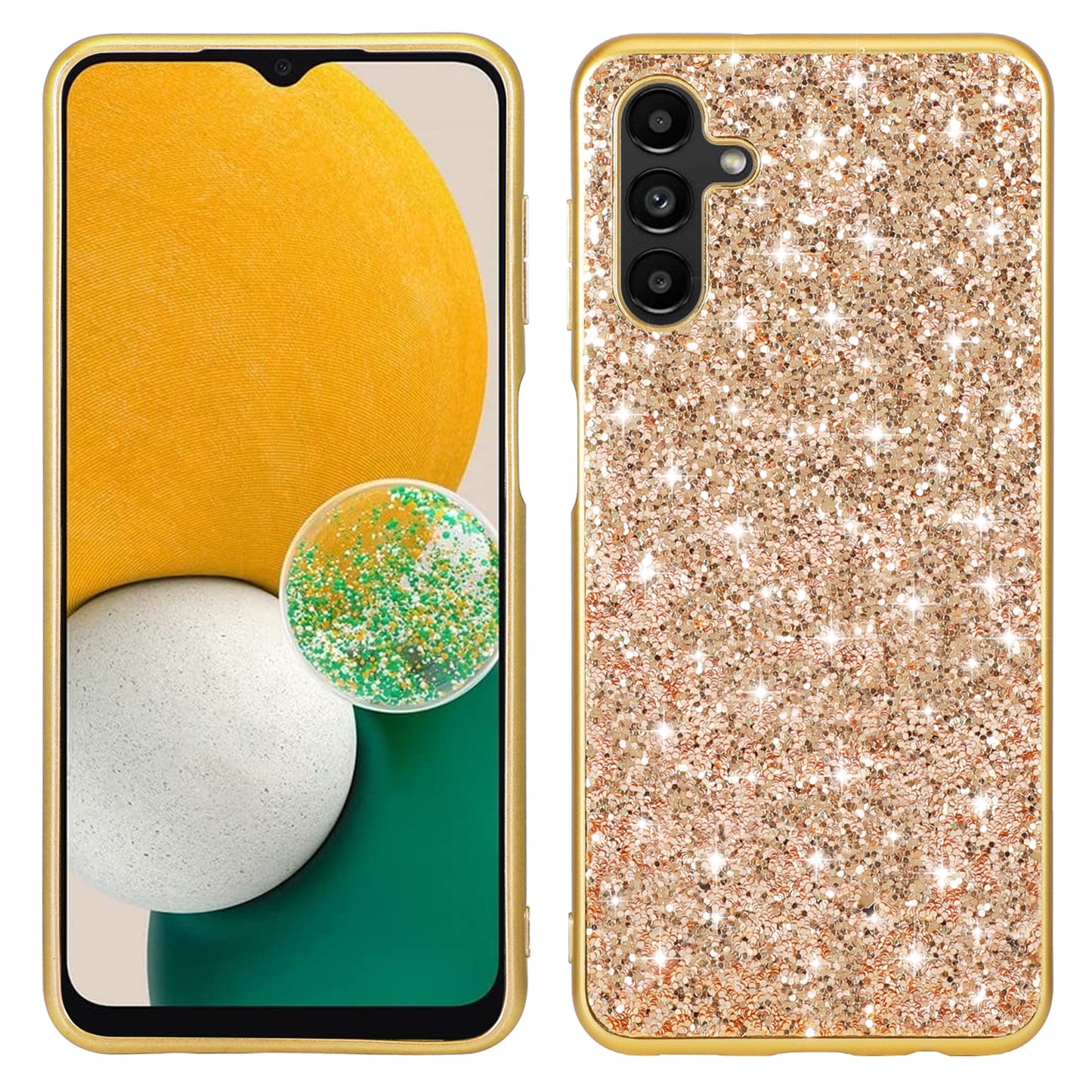 For Samsung Galaxy A34 5G Glitter Phone Case TPU Frame Hard PC Back Electroplating Phone Cover