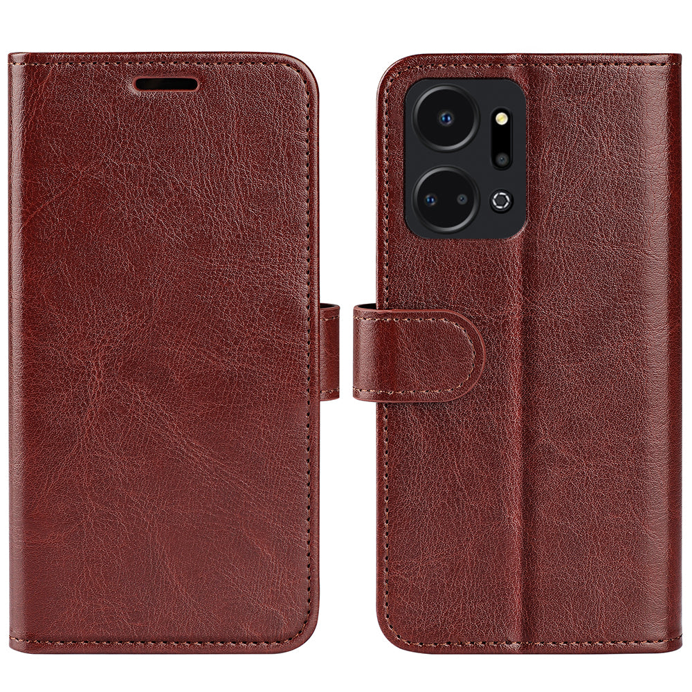 Cell Phone Case for Honor X7a 4G , PU Leather Crazy Horse Texture Flip Shockproof Phone Cover Stand Wallet