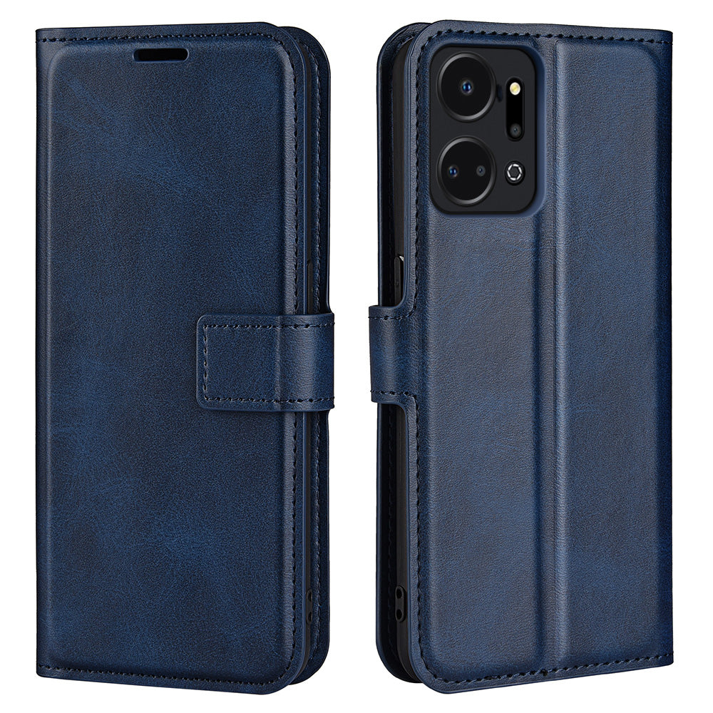 Cell Phone Case For Honor X7a 4G , Wallet Square Magnetic Clasp Calf Texture Stand Phone Cover