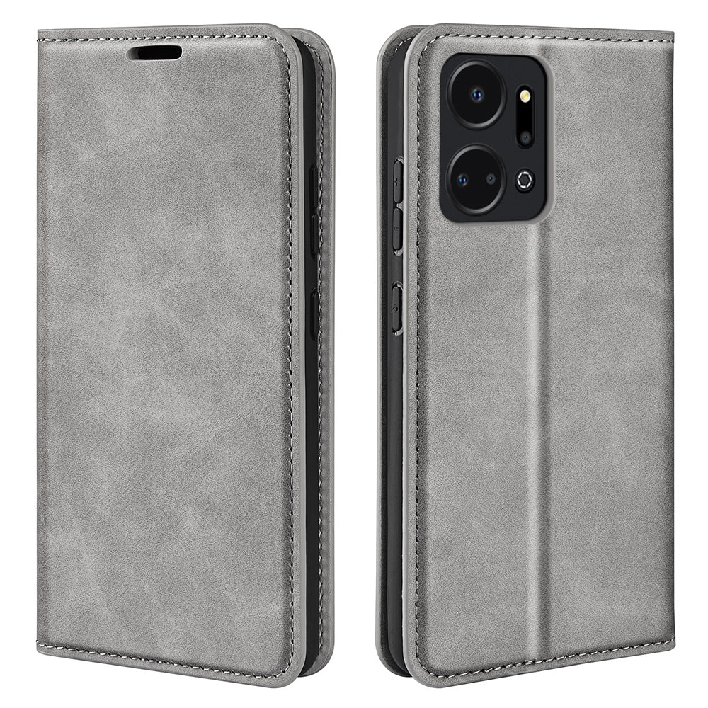 For Honor X7a 4G Magnetic Auto Closing Skin-touch Feeling Stand Wallet Leather Cell Phone Case