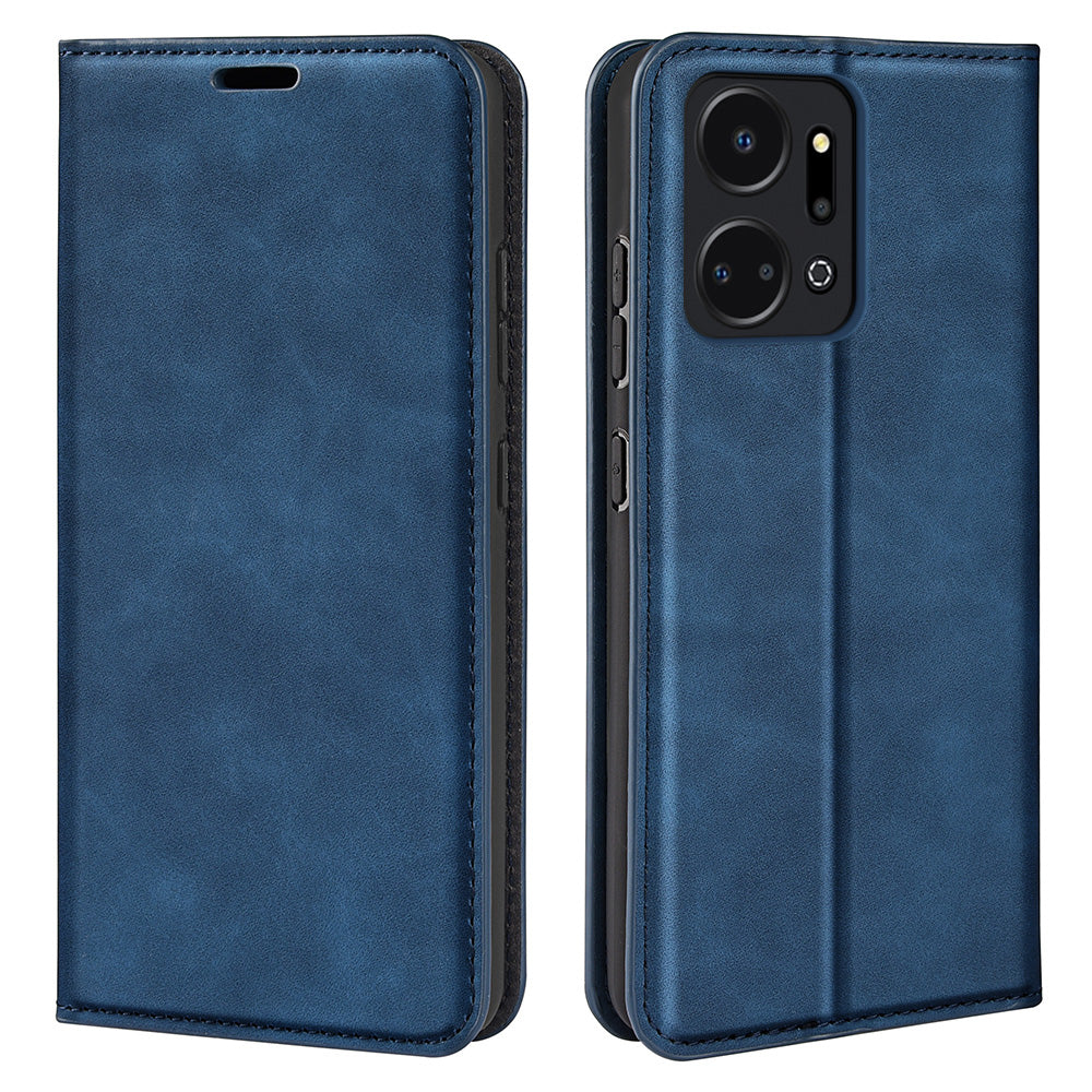 For Honor X7a 4G Magnetic Auto Closing Skin-touch Feeling Stand Wallet Leather Cell Phone Case