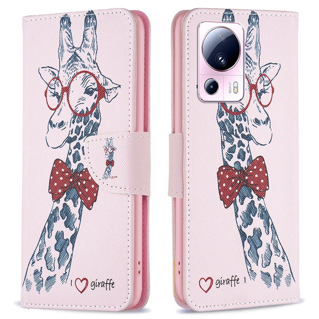 BF Pattern Printing Leather Series-1 For Xiaomi 13 Lite / Civi 2 5G Anti-drop Phone Case PU Leather Wallet Stand Cover