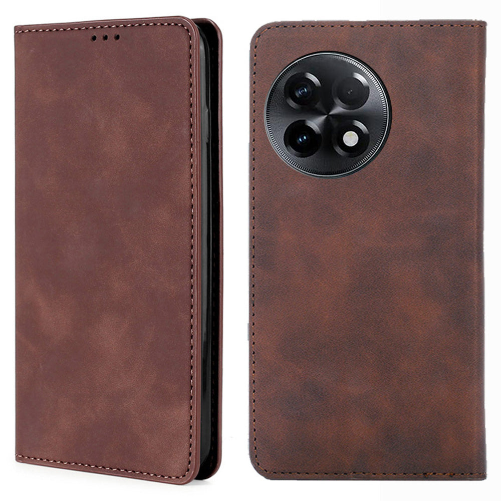 For OnePlus 11R 5G / Ace 2 5G Flip Case Card Holder PU Leather Skin-touch Phone Stand Cover