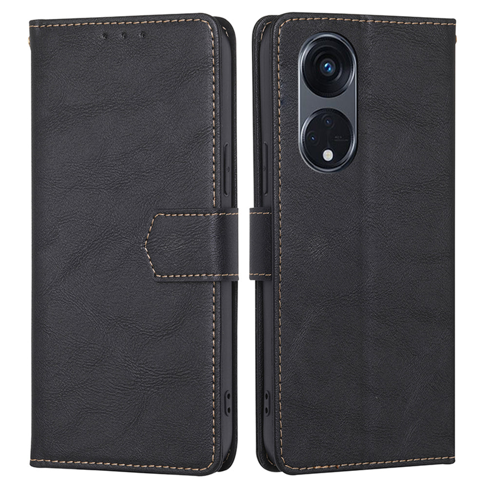 For Oppo Reno8 T 5G / A1 Pro 5G RFID Blocking Leather Wallet Phone Case Cowhide Texture Stand Cover