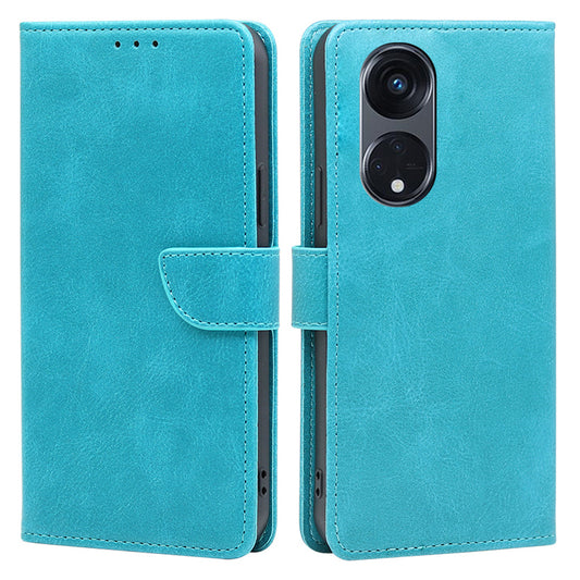 For Oppo Reno8 T 5G / A1 Pro 5G Calf Texture Leather Case Anti-scratch Wallet Stand Phone Cover