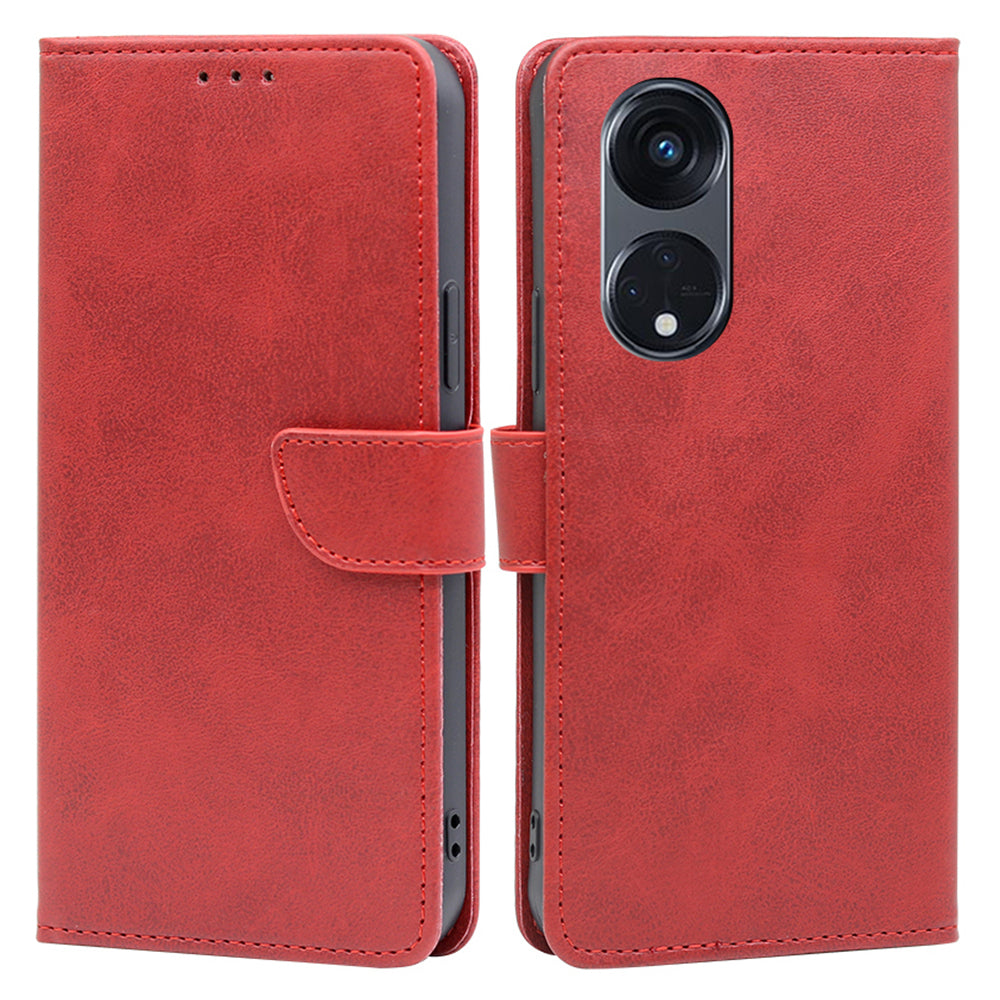 For Oppo Reno8 T 5G / A1 Pro 5G Calf Texture Leather Case Anti-scratch Wallet Stand Phone Cover